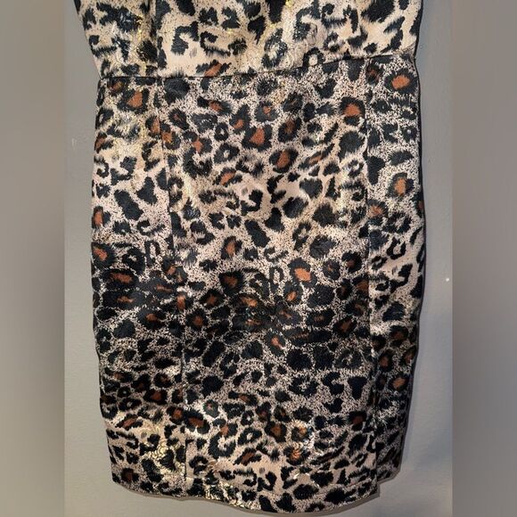 Urban Outfitters Spaghetti Strap Bodycon Slit Leopard Dress XS NEW #719 - Picture 3 of 12